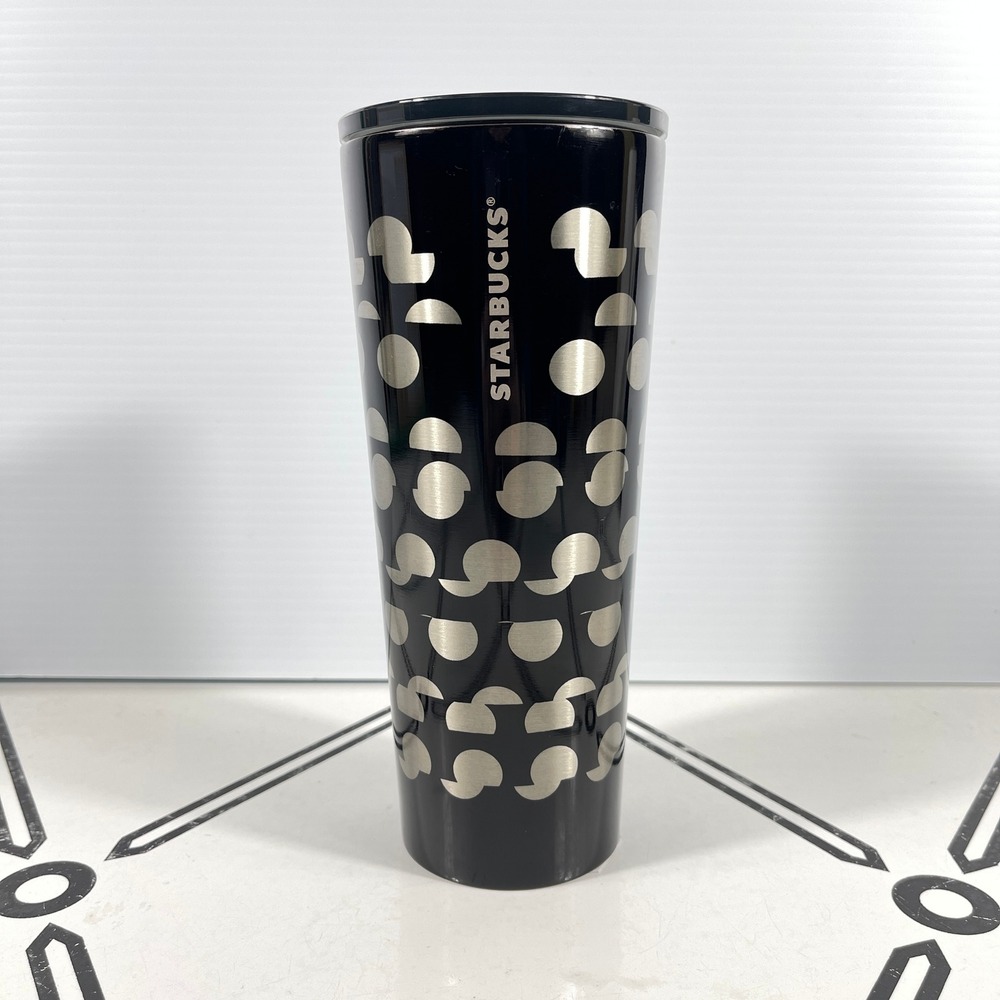 Starbucks Black Silver Geometric Stainless‎ Steel Cold Cup Tumbler 11000682